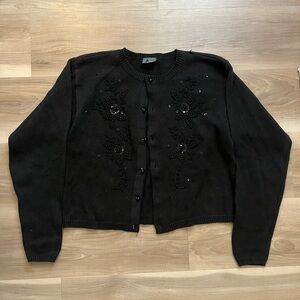 black sequin and beaded cardigan